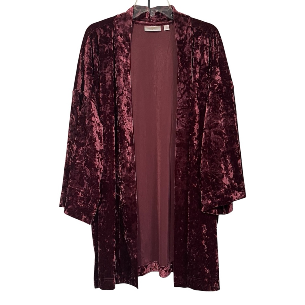 Belle Boho size 2X women’s pink crushed velvet cardigan